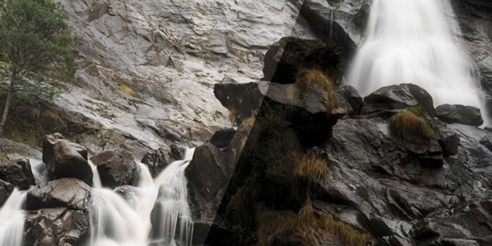 An image of a waterfall used to show the value of post processing